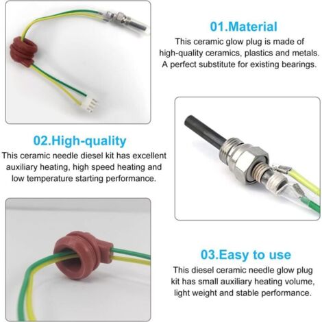 Set of 5 Ceramic Glow Plugs, 12V 5KW Replacement Parts for Camper Van