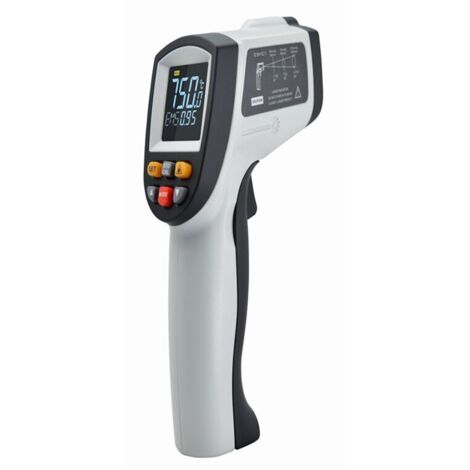 Laser thermometer, Infrared laser temperature gun, -50°C to 750°C, Non-contact adjustable emissivity thermometer (1/4)