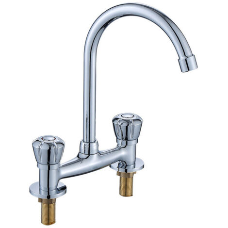 Antique-style double-handle, double-hole bathroom sink faucet, hot and cold water commercial kitchen/home sink faucet, 15cm vertical hole spacing