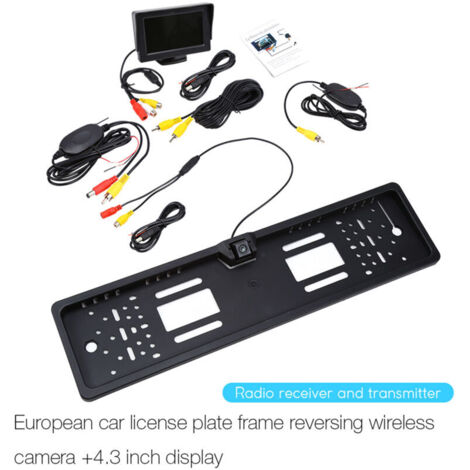 Wireless reversing camera, car license plate camera, 170-degree 4.3-inch TFT car monitor