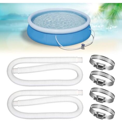 Replacement hose for above-ground pools, 2 replacement hoses for pool filter pump with 4 metal connecting rings (59") (1/4)