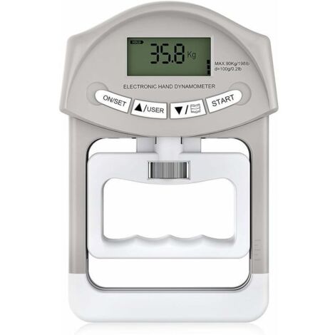 Electronic hand-held dynamometer with 90 kg / 200 lbs gripping capacity and 19 individual disc sets. (1/4)