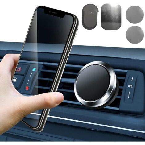 Piece Car Mobile Phone Holder with Magnet, Metal Sheet Mount for Car Vent, 360° Stereo Rotation, Suitable for a Variety of Phone Models (Black) (1/4)