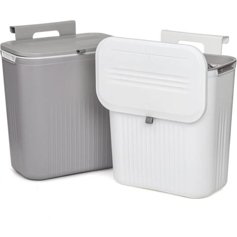 2-piece kitchen compost bin, hanging bin with lid for countertop or under-sink, wall-mounted countertop bin for kitchen, bathroom, bedroom, office (1/3)