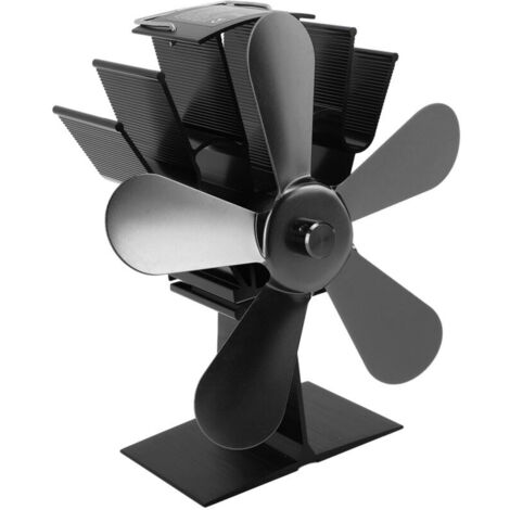 5-Blade Heat-Powered Fan for Wood Stove/Log/Fireplace – Environmentally Friendly (Black) A (1/4)