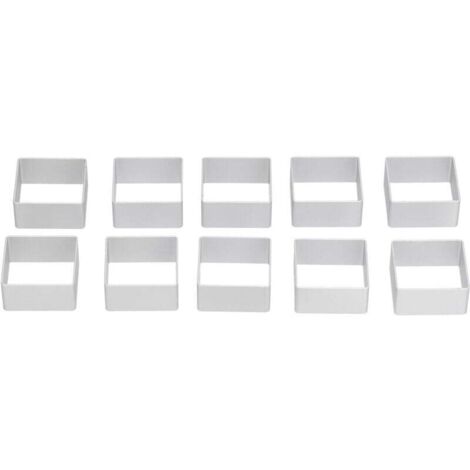 Set of 10 sturdy stainless steel cookie cutters for baking (square)