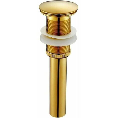 Modern Pop-up Retro Sink Drain Plug, Click-Clack Drain without Overflow, Bronzed Brass, Universal Sink Drain Valve, Basin Siphon without Overflow Hole, Polished - without Overflow (1/4)