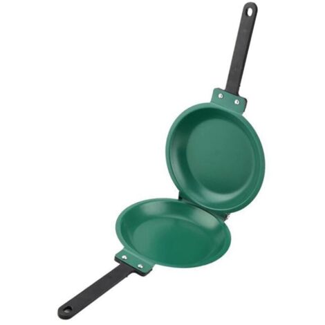 Folding Stainless Steel Pan, Double-Sided Non-Stick Pan, 19cm for Quick Breakfast Cooking (Green)