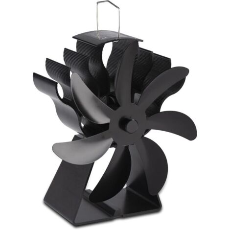Log fan – 7-blade wood stove fan, heat-powered for wood stove/fireplace (black) (1/4)