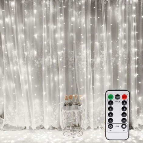 Curtain Lights, Window String Lights 300 LEDs 3m x 3m, 8 Lighting Modes, Ambient Lighting for Christmas, Wedding, Birthday, Balcony, Terrace, Bedroom Decoration [Energy Class A] (1/4)