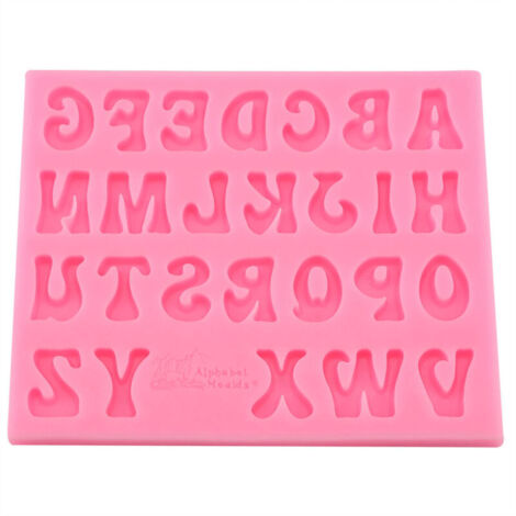Silicone Fondant Chocolate Mold, Food Grade Alphabet Silicone Mold Set, DIY Baking Mold for Birthday Parties, Pink, 1 Piece (PINK) (1/4)