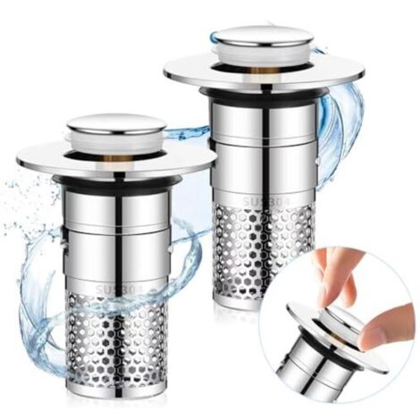 2-Piece Bathtub Plug Set, 34-40mm Universal Sink Drain Plug with Filter, Pop-Up Sink Plug, Drain Plug, Bathroom Accessory for Bathtub, Kitchen, and Bathtub (1/4)