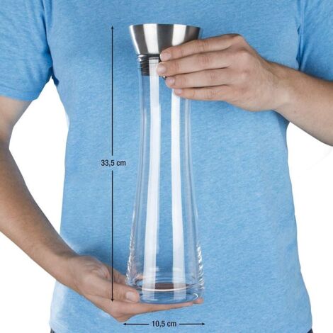 HI Glass Water Carafe, 1 Liter, Stainless Steel, with Lid