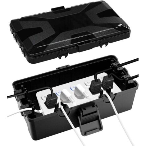 Waterproof Cable Box, 26.1x15x9.4 CM Waterproof Box, Outdoor Electrical Waterproof Box, 6 Cable Joint Entry Points, IP54 Cable Storage Box, for Timer Outlet Plug, Timers, Extension Cords, Cables (1/4)