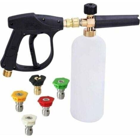 1L Adjustable High Pressure Foam Cannon Gun with 1/4" Fast Snow Foam Lance, Soap Dispenser Bottle with 5 Nozzles, Foam Lance for Car Washing (1/4)
