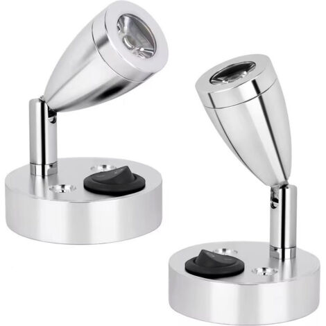 Pack of 2, one warm white light, one cool white light, LED spotlight reading lamp, indoor and outdoor LED spotlight, silver (1/4)
