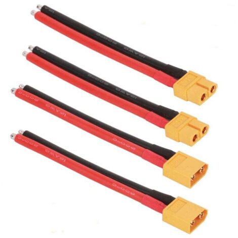 pairs of XT60 male connectors with 100mm 12 AWG silicon wire for RC lithium battery toys (1/4)