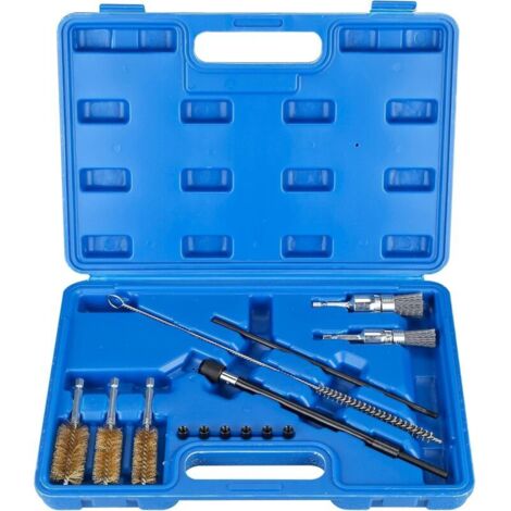 14-Piece Injector Compartment Cleaning Kit, Injector Cleaning Kit, Injector Seat and Shaft Cleaner, Injector Cleaning Tool with Steel Wire and Nylon Brushes (1/4)