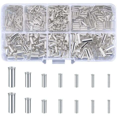 600 Pieces Non-Insulated Butt Connectors, Crimp Terminal Kit, Ferrule Cable Crimp Termination Kit - 0.5/0.75/1.0/1.5/2.5/4.0/6.0mm²