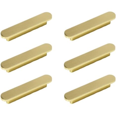 6pcs Brushed Brass Handles Gold Kitchen Cabinet Handles - Cupboard Handles Brushed Brass Furniture Handles 96mm Hole Spacing