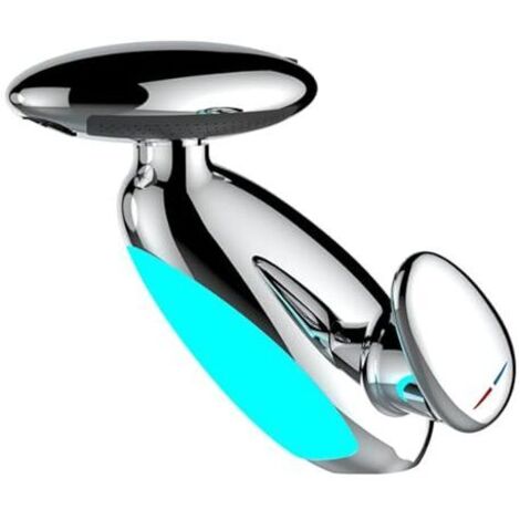 Bathroom Faucet with Pull-Out Sprayer, 4 Water Spray Patterns, and LED Light, Silver (1/2)
