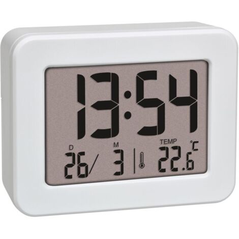 Dostmann Lumio Alarm Clock, 60.2018.02, with indoor temperature display, alarm clock, digital clock, time and date display, automatic night light, LCD screen, white (1/4)