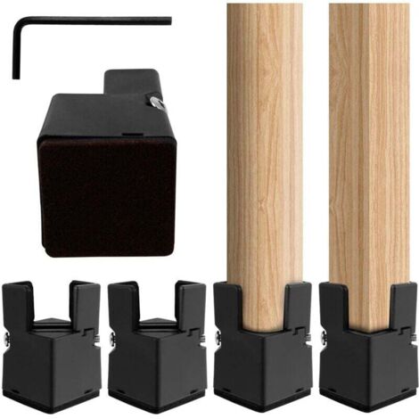 Set of 4 furniture risers, bed, table, chair, and sofa risers for square/round shapes - Diameter: 20-35 mm - Chair legs - With screw clamp - Black - 4 pieces - 5 cm (1/4)