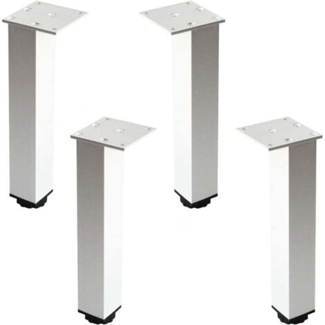 Adjustable furniture legs, set of 4, metal furniture legs, bathroom furniture square support feet, 400 kg load capacity, 25 cm height, 18 mm adjustable height - Silver