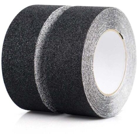 Anti-slip tape pack, Anti-slip strips with anti-slip adhesive tape for stairs, Strong anti-slip tape, Self-adhesive, (5cm x 10m, Black)