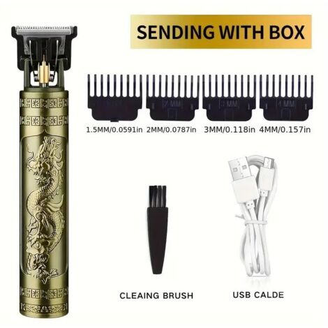 Rechargeable men's razor, retro electric trimmer for adults, electric push trimmer, USB rechargeable, for barbershops, men's beard trimmer