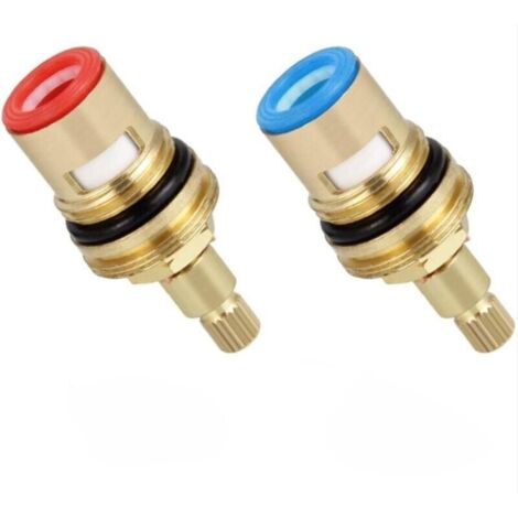 2pcs Ceramic Disc Heads, 1/2" Ceramic Cartridges, Universal Replacement for Brass Taps, 20 Notches x 53mm, Replacement for Kitchen, Bathroom (Hot and Cold)