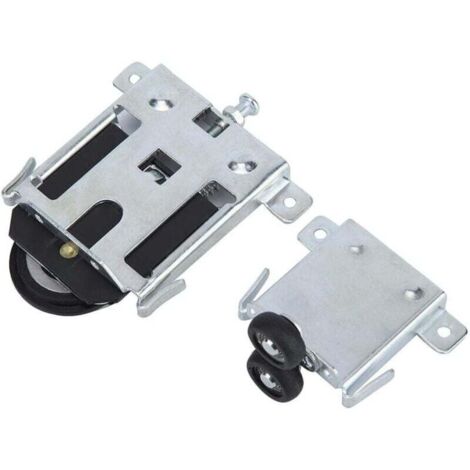 Silent sliding door rollers with anti-derailment system, large guide wheels for wardrobe, closet, and furniture doors (1/4)