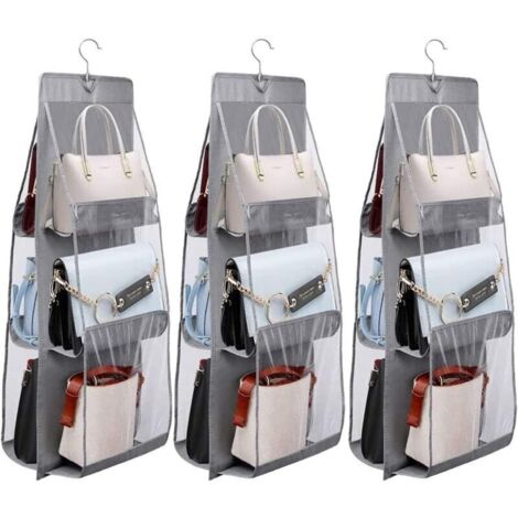 3-piece closet storage bag set, hanging leather storage bag, dustproof storage bag (1/4)