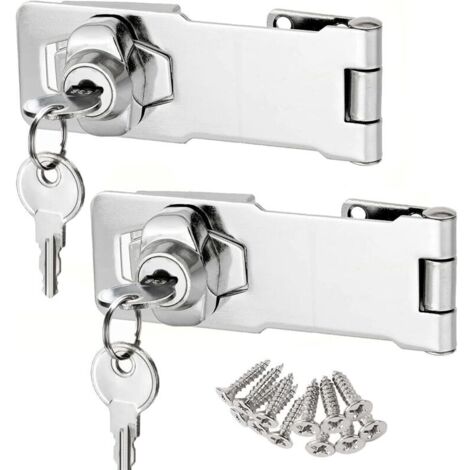 Padlock with different keys, drawer lock, cabinet lock, wardrobe lock, lockable hasp, mailbox lock, padlock clasp (3 Inch - 2PCS) (1/4)