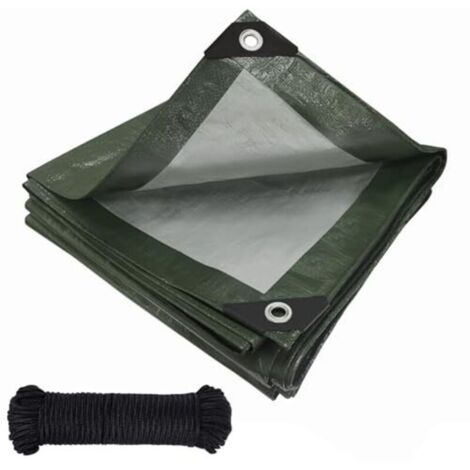 Waterproof tarpaulin with eyelets, 120 g/m² PE fabric, truck cover, weatherproof, dustproof, UV and tear-resistant, for garden furniture, wood, car, boat, trampoline (1/4)