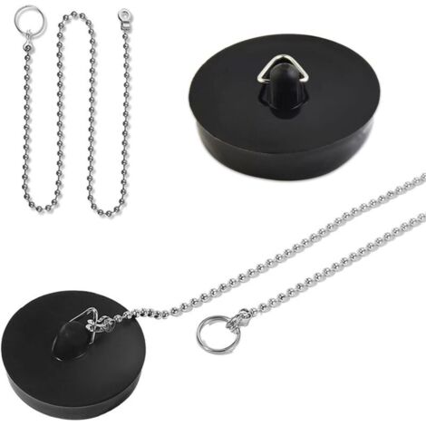 Universal Bathtub Plug [2 Pieces], Sink Plug with 50cm Ball Chain, Ø 45.6 to 42mm, Kitchen Sink Plug, for Sink, Bathroom and Kitchen