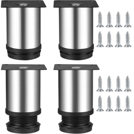 Pcs 50 x 80 mm Stainless Steel Kitchen Cabinet Legs Round Adjustable Furniture Feet