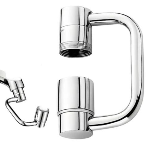 Faucet extension, new 1080° rotating multifunctional extension faucet, swivel faucet extension for bathroom and kitchen (silver, 1 piece) (1/4)