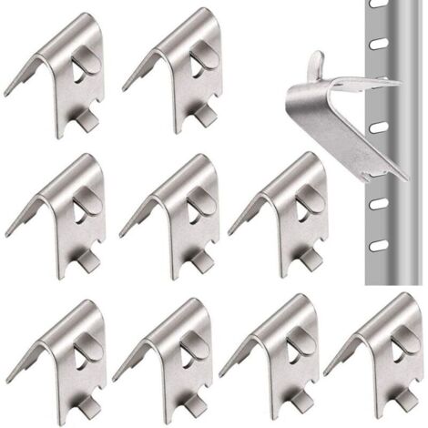 10 Pieces Stainless Steel Square Refrigerator Clips, Clip-on Refrigerator Shelves, 1.5mm Thickened Durable 304 Stainless Steel Freezer Shelf Supports for Refrigerator, Freezer (Silver) (1/4)