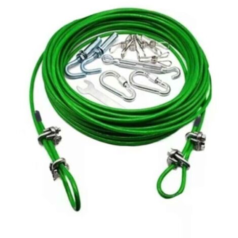 Retractable clothesline for outdoor use, camping, non-slip, for hanging blankets, for drying outdoors, for domestic use (6 mm x 10 m, green)