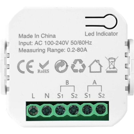 80A Smart Electricity Meter, Two-Way Wi-Fi Home Energy Monitor with 2 Clips, Compatible with Tuya Smart Life