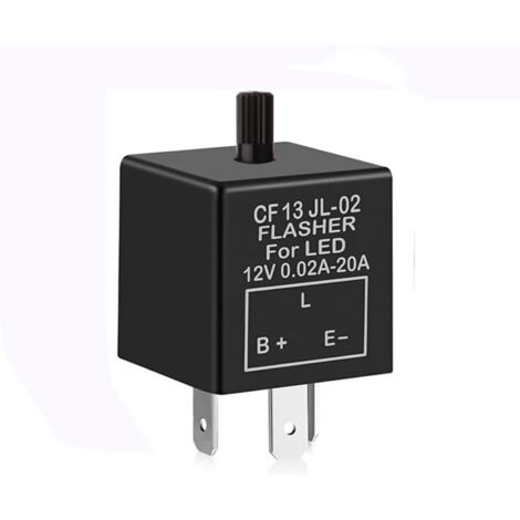 12V 3-Pin Adjustable Flasher Relay for LED Turn Signals CF-13KT, Car Motorcycle Electronic Flasher Relay 0.1W-150W