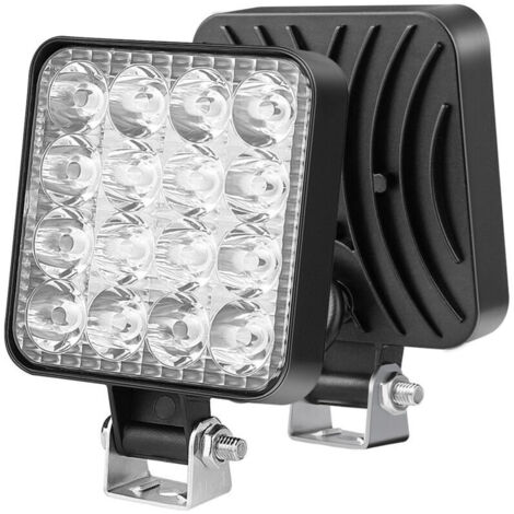 Pcs Square LED Work Lights, 3.3 inch mini 48W 12V lamp, spotlights, lights for offroad cars, trucks, SUVs, 4x4s, tractors, fog lights (1/4)