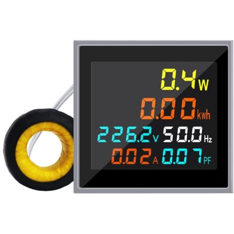 Mini AC energy meter, 1 phase, 110V/220V, 100A, voltmeter, ammeter, wattmeter, frequency tester, HD LCD display, power factor, volt, amp monitor