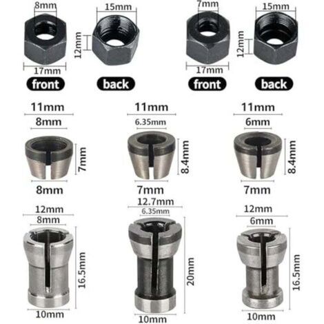 Set of 8 collets, accessories for Einhell, Katsu, Bosch and Dewalt ...