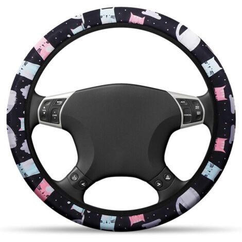 Car Steering Wheel Cover, Microfiber Leather Steering Wheel Cover, Breathable and Non-Slip for Vehicles, Car Accessories Interior Decoration, Universal Size 38 cm (Kitten)