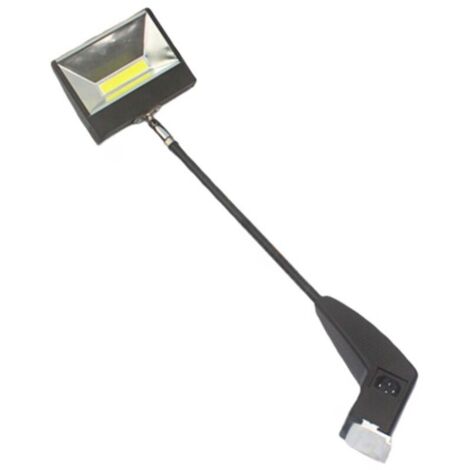 20W LED spotlight with long black arm for stands or exhibitions – tri-color light, robust aluminum, 220V European plug (1/4)