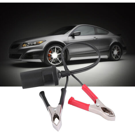 Car Battery Clips, 12V Cigarette Lighter Plug Adapter with Clamps for Car, Boat, Caravan or Battery. Ideal for Car Refrigerator, High Voltage Inverter. (1/4)
