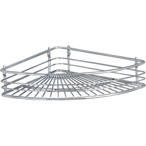 Milano chrome corner shelf, 31.5 cm, with screws for bathroom storage corner wall shelf sturdy and durable metal design, perfect for corners and your daily needs. (1/4)