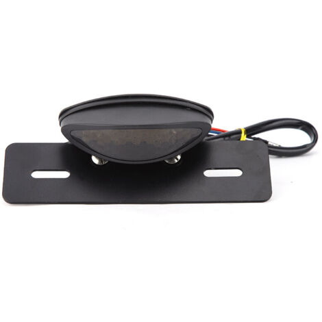 Universal retro LED motorcycle taillight, brake license plate indicator light (black). (1/4)